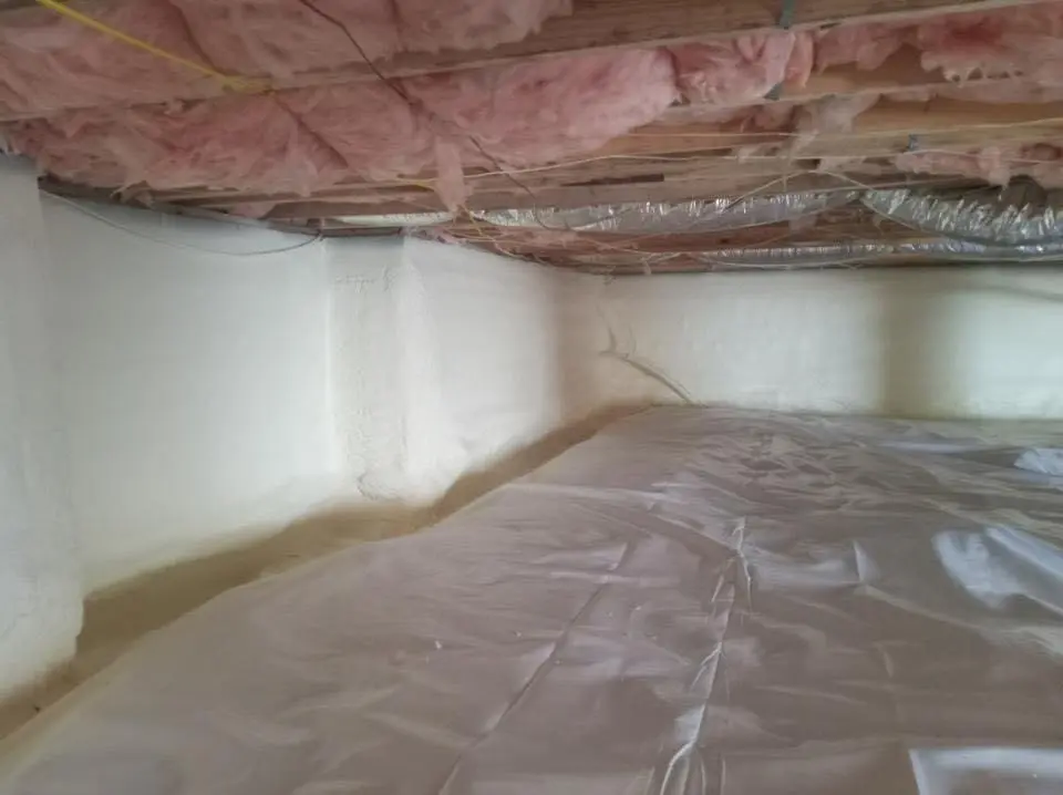 Crawl space encapsulation with closed-cell spray foam for Flat Roof Repair in Connersville